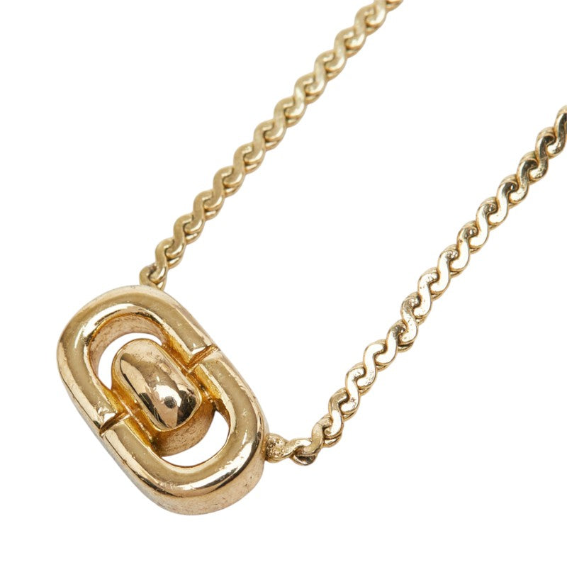 ディオール ロゴ ペンダント ネックレス ゴールド メッキ レディース Dior 中古