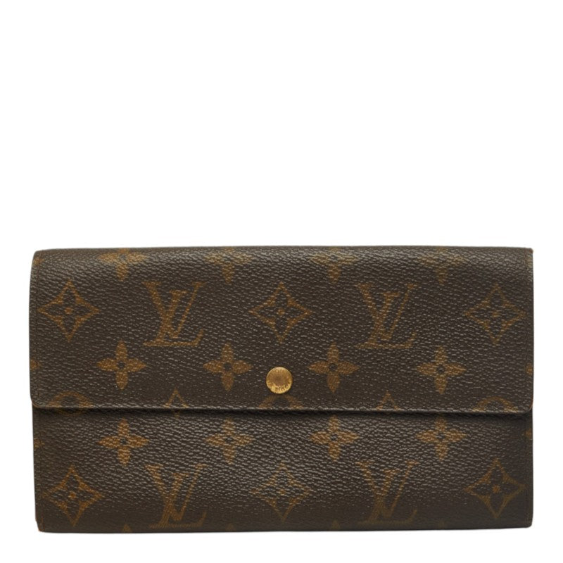 ルイ ヴィトン モノグラム ポシェット ポルト モネ クレディ 長財布 M61725 ブラウン PVC レディース LOUIS VUITTON 中古