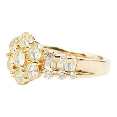 K18YG イエローゴールド ダイヤモンド ダイヤ2.00ct フラワーモチーフ リング 指輪 レディース 12号 中古