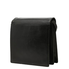 サンローラン ヴィンテージ YSLのロゴ 斜めかけ ショルダーバッグ ブラック レザー レディース SAINT LAURENT 中古