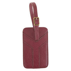 サンローラン Yライン ラゲージ付属 ネームタグ ワインレッド ボルドー レザー レディース SAINT LAURENT 中古