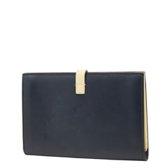 セリーヌ ストラップ ミディアム マルチファンクション 長財布 ネイビー イエロー レザー レディース CELINE 中古