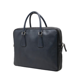 プラダ 三角ロゴプレート ハンドバッグ ビジネスバッグ ネイビー ブラック サフィアーノレザー メンズ PRADA 中古