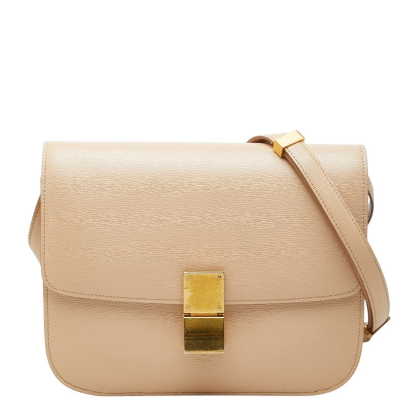 セリーヌ クラシックボックス 斜めかけ ショルダーバッグ ベージュ系 レザー レディース CELINE 中古