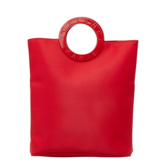セリーヌ サークル ハンドル ミニ ハンドバッグ レッド ナイロン レディース CELINE 中古