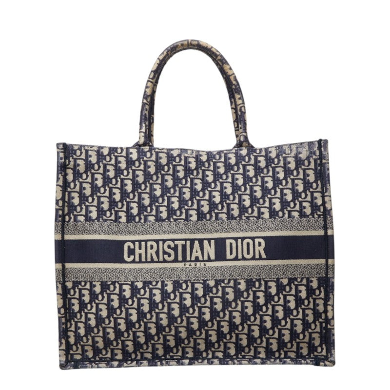 ディオール オブリーク ブックトート トートバッグ ハンドバッグ ネイビー キャンバス レディース Dior 中古