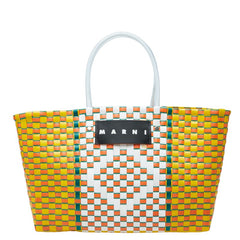 マルニ ピクニックバッグ ハンドバッグ かごバッグ イエロー マルチカラー ポリプロピレン レディース MARNI 中古