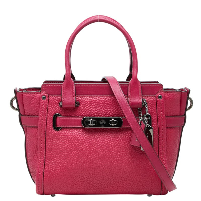 コーチ スワッガー ハンドバッグ ショルダーバッグ 2way 37444 ピンク レザー レディース COACH 中古