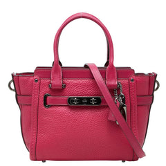コーチ スワッガー ハンドバッグ ショルダーバッグ 2way 37444 ピンク レザー レディース COACH 中古