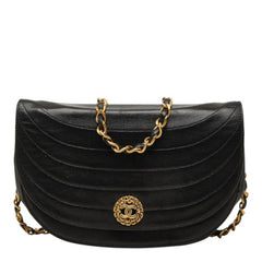 シャネル ココマーク ハーフムーン チェーン ショルダーバッグ ブラック ゴールド レザー レディース CHANEL 中古