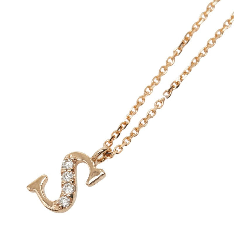 ダイヤモンド K18PG ピンクゴールド ダイヤ0.04ct イニシャルモチーフ(S) ネックレス レディース 中古