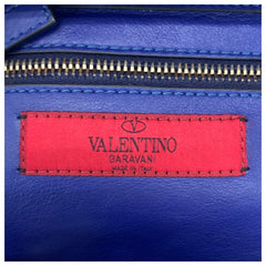 ヴァレンティノ ロックスタッズ トートバッグ ショルダーバッグ 2WAY ブルー レザー レディース VALENTINO 中古