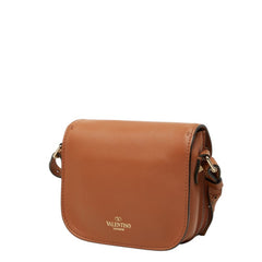 ヴァレンティノ ガラヴァーニ ロックスタッズ 斜め掛け ショルダーバッグ キャメル レザー レディース VALENTINO 中古