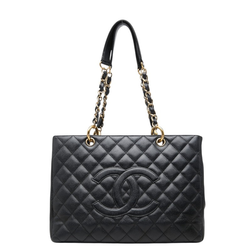 シャネル ココマーク マトラッセ GST チェーン トートバッグ ショルダーバッグ ブラック キャビアスキン レディース CHANEL 中古