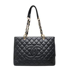 シャネル ココマーク マトラッセ GST チェーン トートバッグ ショルダーバッグ ブラック キャビアスキン レディース CHANEL 中古