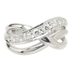 ダイヤモンド Pt900 プラチナ ダイヤ0.52ct ナガホリジュエリー クロスデザイン リング 指輪 レディース 14.5号 中古