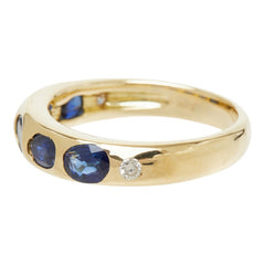 ゴールド サファイア ダイヤモンド K18YG イエローゴールド サファイア1.25ct ダイヤ0.05ct 5連コンビネーションリング リング 指輪 レディース 9.5号 中古