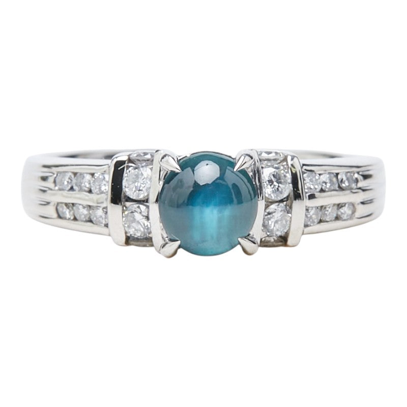 Pt900 プラチナ アレキサンドライトキャッツアイ ダイヤモンド アレキサンドライトキャッツアイ1.225ct ダイヤ0.32ct リング 指輪 レディース 11.5号 中古
