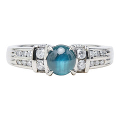 Pt900 プラチナ アレキサンドライトキャッツアイ ダイヤモンド アレキサンドライトキャッツアイ1.225ct ダイヤ0.32ct リング 指輪 レディース 11.5号 中古