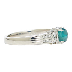 Pt900 プラチナ アレキサンドライトキャッツアイ ダイヤモンド アレキサンドライトキャッツアイ1.225ct ダイヤ0.32ct リング 指輪 レディース 11.5号 中古