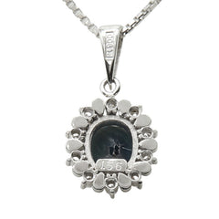 サファイア ダイヤモンド Pt900 プラチナ/Pt850 プラチナ サファイア1.56ct ダイヤ0.12ct フラワーモチーフ ペンダント ネックレス レディース 中古