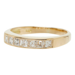 ダイヤモンド K18YG イエローゴールド ダイヤ0.53ct 7連スクエアリング リング 指輪 レディース 9号 中古