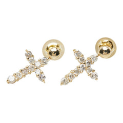 K18YG イエローゴールド ダイヤモンド ダイヤ0.50ct クロスモチーフ ピアス レディース 中古
