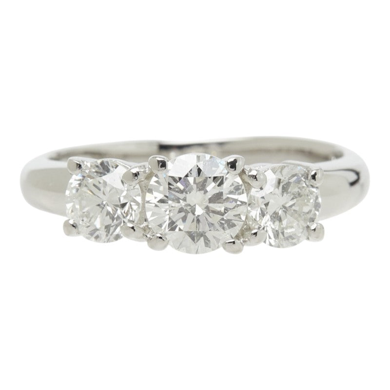 ダイヤモンド Pt850 プラチナ ダイヤ1.50ct スリーストーンリング 3連リング リング 指輪 レディース 11号 中古