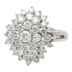 ダイヤモンド Pt900 プラチナ ダイヤ2.02ct フラワーモチーフ リング 指輪 レディース 11.5号 中古