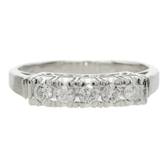 ダイヤモンド Pt900 プラチナ ダイヤ0.32ct 一文字リング リング 指輪 レディース 14号 中古