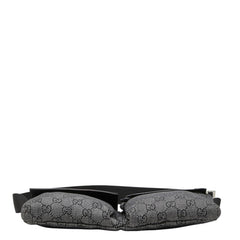 グッチ GGキャンバス ボディバッグ ウエストバッグ 28566 ブラック グレー キャンバス レザー レディース GUCCI 中古