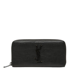 サンローラン YSLロゴ 形押し カサンドラ ロゴラウンドジップ 長財布 617415 ブラック レザー レディース SAINT LAURENT 中古