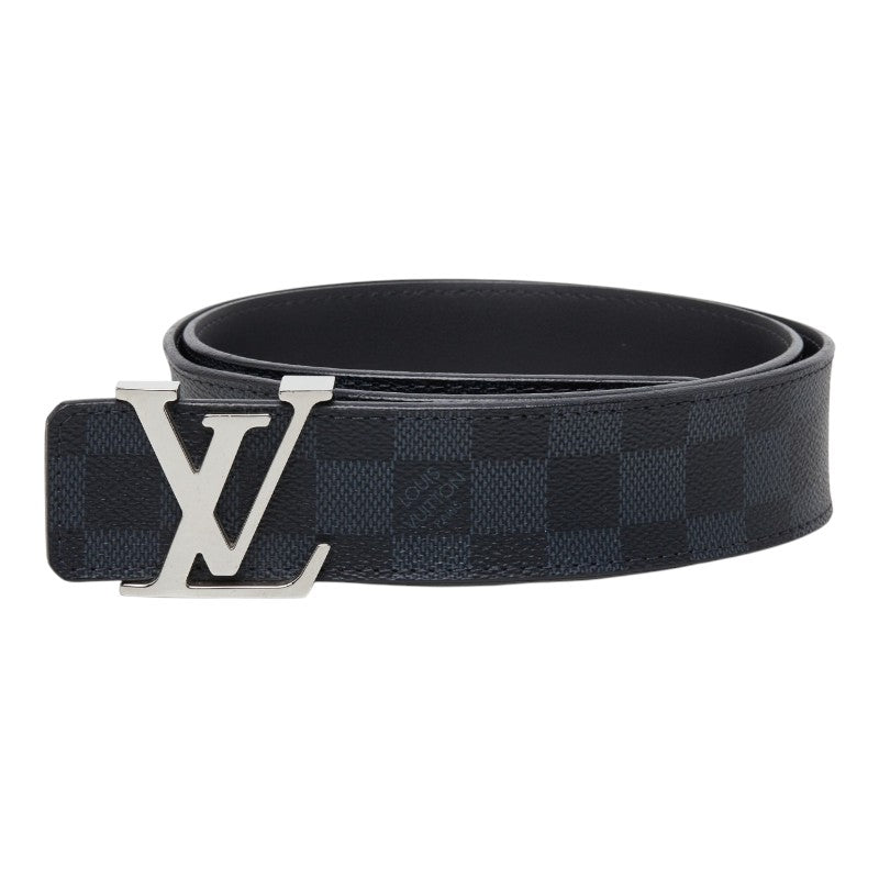 ルイ ヴィトン ダミエ コバルト サンチュール LVイニシャル ベルト M9210 ブラック ネイビー PVC レザー レディース LOUIS VUITTON 中古