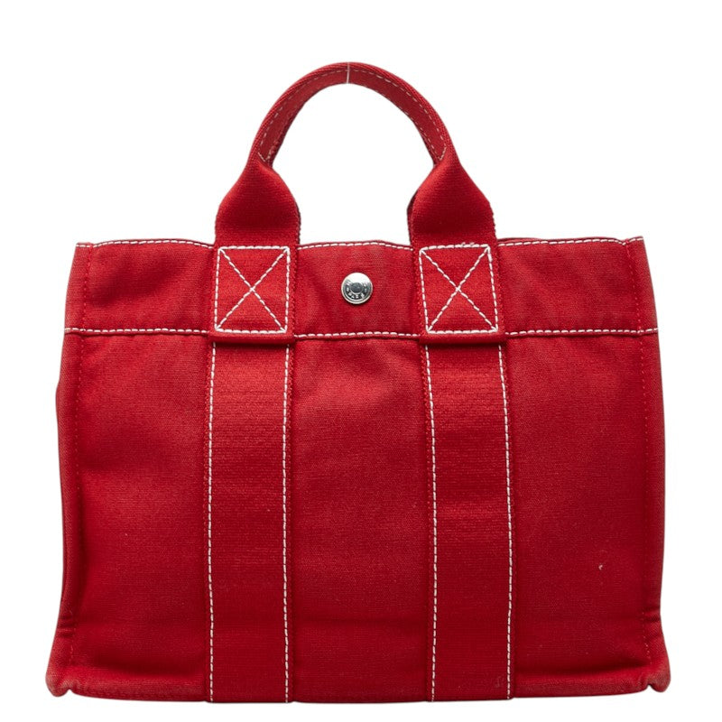 エルメス ド―ヴィルトートPM トートバッグ ハンドバッグ レッド コットン レディース HERMES 中古