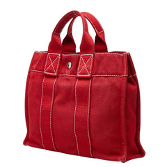 エルメス ド―ヴィルトートPM トートバッグ ハンドバッグ レッド コットン レディース HERMES 中古