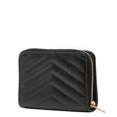 サンローラン YSLロゴ Vステッチ 二つ折り財布 ブラック キャビアスキン レディース SAINT LAURENT 中古