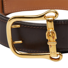 エルメス ベルトモチーフ バックルベルト ブラウン ゴールド レザー メンズ HERMES 中古
