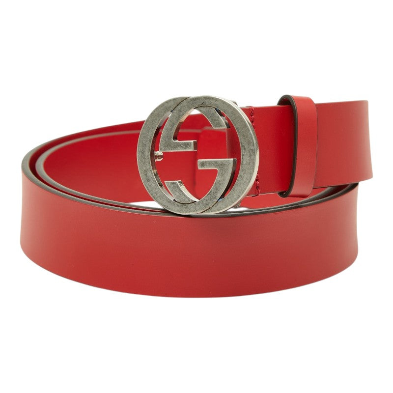 グッチ インターロッキングG ベルト サイズ:95/38 546389 レッド レザー メンズ GUCCI 中古