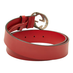 グッチ インターロッキングG ベルト サイズ:95/38 546389 レッド レザー メンズ GUCCI 中古