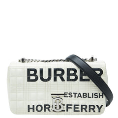 バーバリー TBロゴ スモール ローラ チェーン ショルダーバッグ ホワイト ブラック レザー レディース BURBERRY 中古