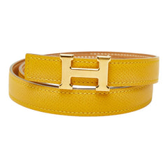 エルメス コンスタンス Hベルト リバーシブル ベルト サイズ 65 イエロー ブラウン クシュベル レディース HERMES 中古