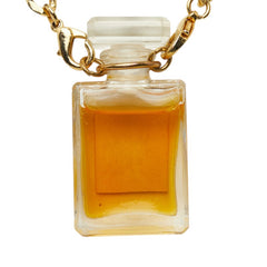 シャネル COCO EAU DE PARFUM ココ オードゥ パルファム 香水 チェーン ネックレス ペンダント ゴールド ブラック メッキ ガラス レディース CHANEL 中古