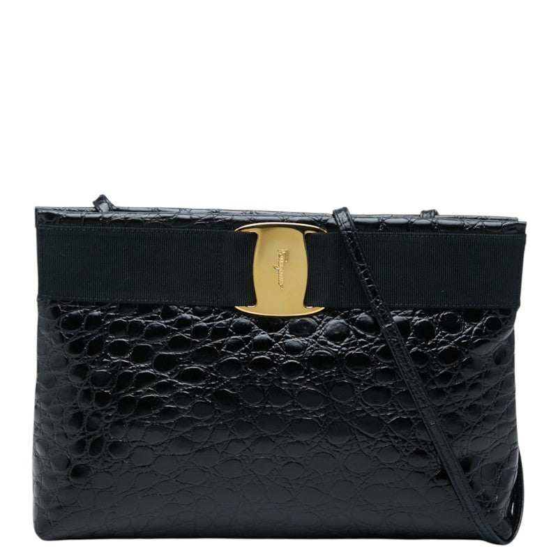 サルヴァトーレフェラガモ ヴァラ 斜め掛け ショルダーバッグ BZ-210588 ブラック レザー レディース Salvatore Ferragamo 中古