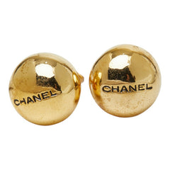 シャネル ボール ラウンド ロゴ ピアス ゴールド メッキ GP レディース CHANEL 中古
