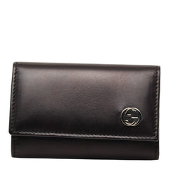グッチ インターロッキングG キーケース キーホルダー 6連 115225 ブラック レザー メンズ GUCCI 中古