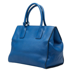 プラダ 三角ロゴプレート ハンドバッグ トートバッグ ブルー レザー レディース PRADA 中古