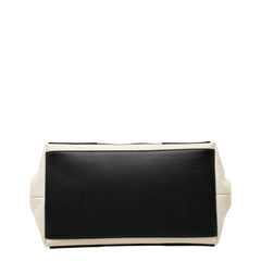 バレンシアガ ネイビーカバ トートバッグ ハンドバッグ 339933 AQ38N アイボリー ブラック キャンバス レザー レディース BALENCIAGA 中古