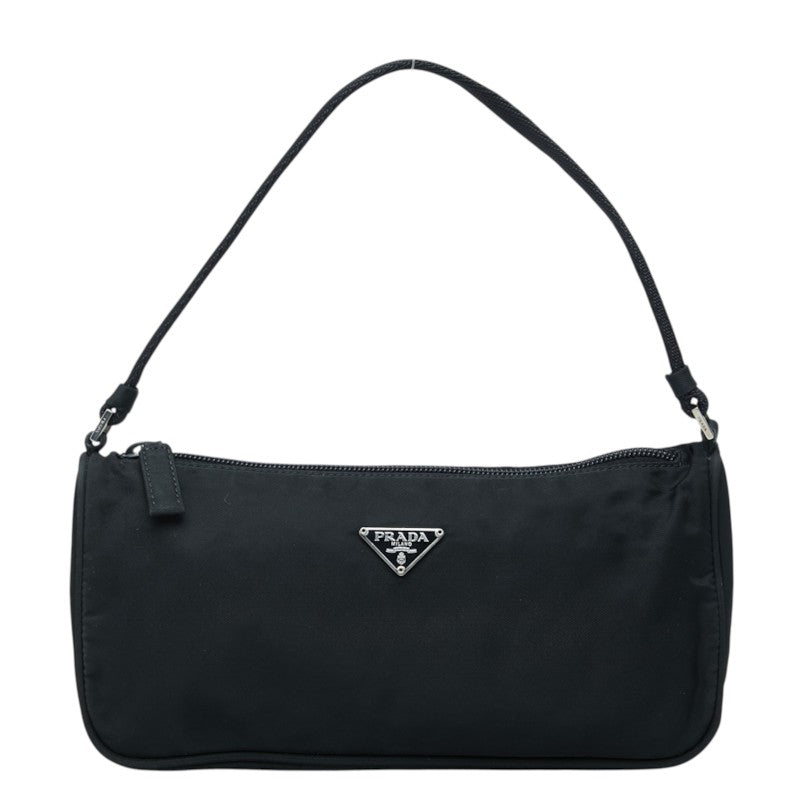 プラダ 三角ロゴプレート ハンドバッグ アクセサリーポーチ ブラック ナイロン レディース PRADA 中古
