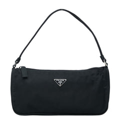 プラダ 三角ロゴプレート ハンドバッグ アクセサリーポーチ ブラック ナイロン レディース PRADA 中古