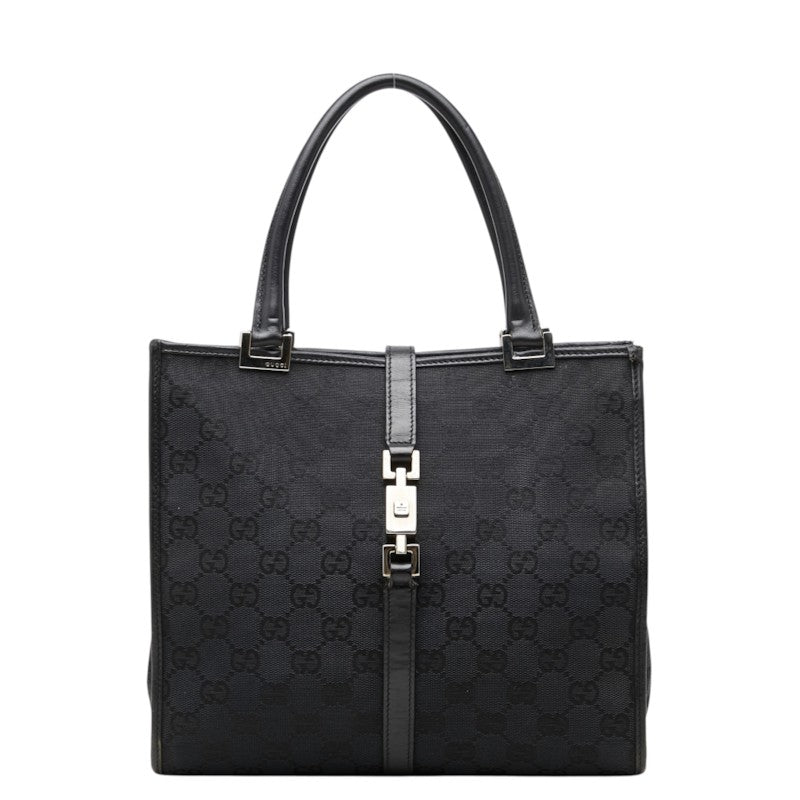 グッチ GGキャンバス ジャッキー ハンドバッグ トートバッグ 002 1065 ブラック キャンバス レザー レディース GUCCI 中古